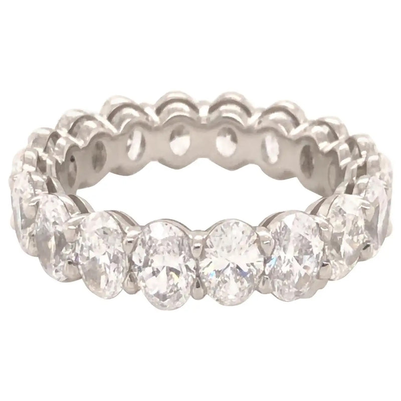 Platinum Diamond Oval Shaped Eternity Band 5.58 Ct