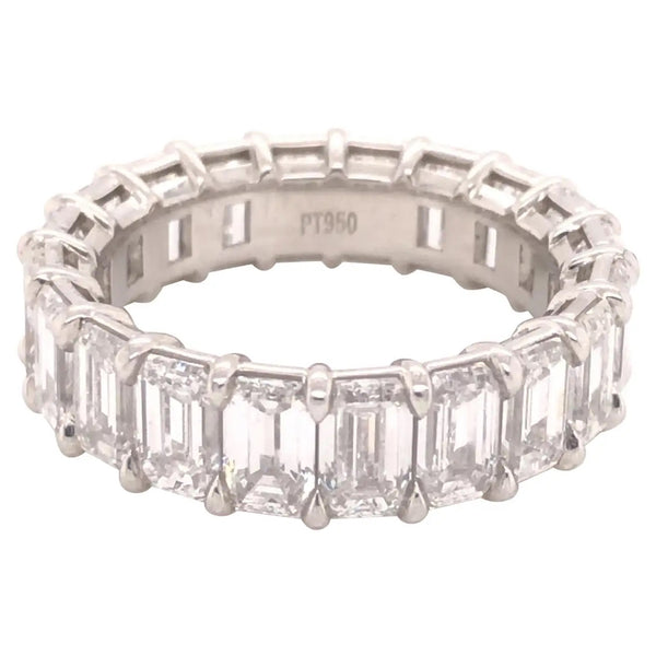 Platinum Diamond Emerald Cut Eternity Band 8.05 Ct