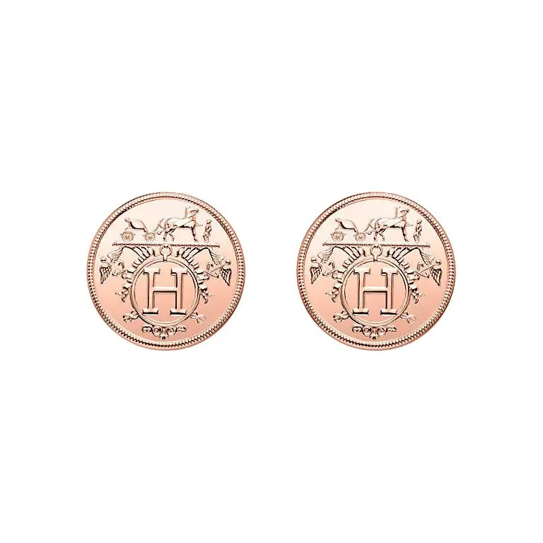 Hermes Ex-Libris Earrings 18k Rose Gold