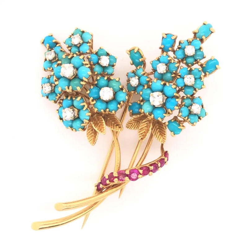 Gemstone Flower Brooch by Atelier Mon in Blue, Women's at Anthropologie
