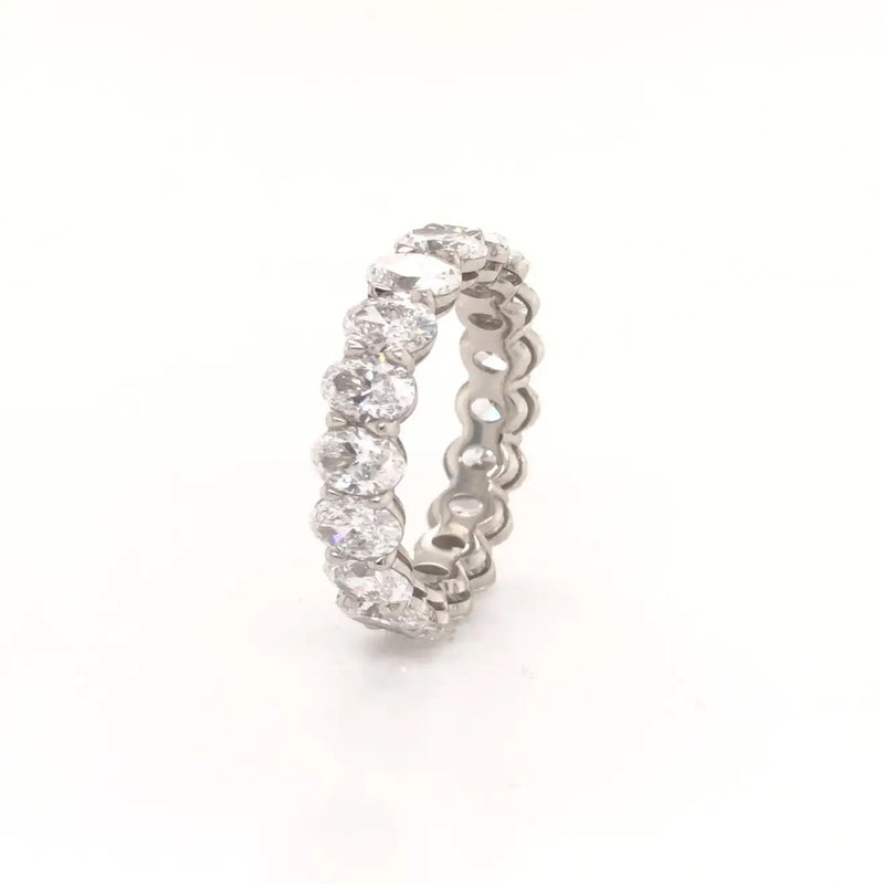 Platinum Diamond Oval Shaped Eternity Band 5.58 Ct