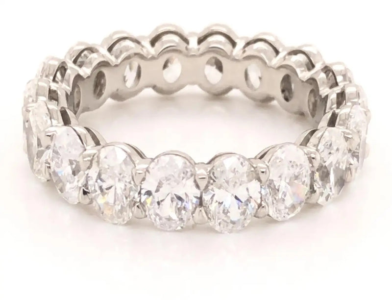 Platinum Diamond Oval Shaped Eternity Band 5.58 Ct