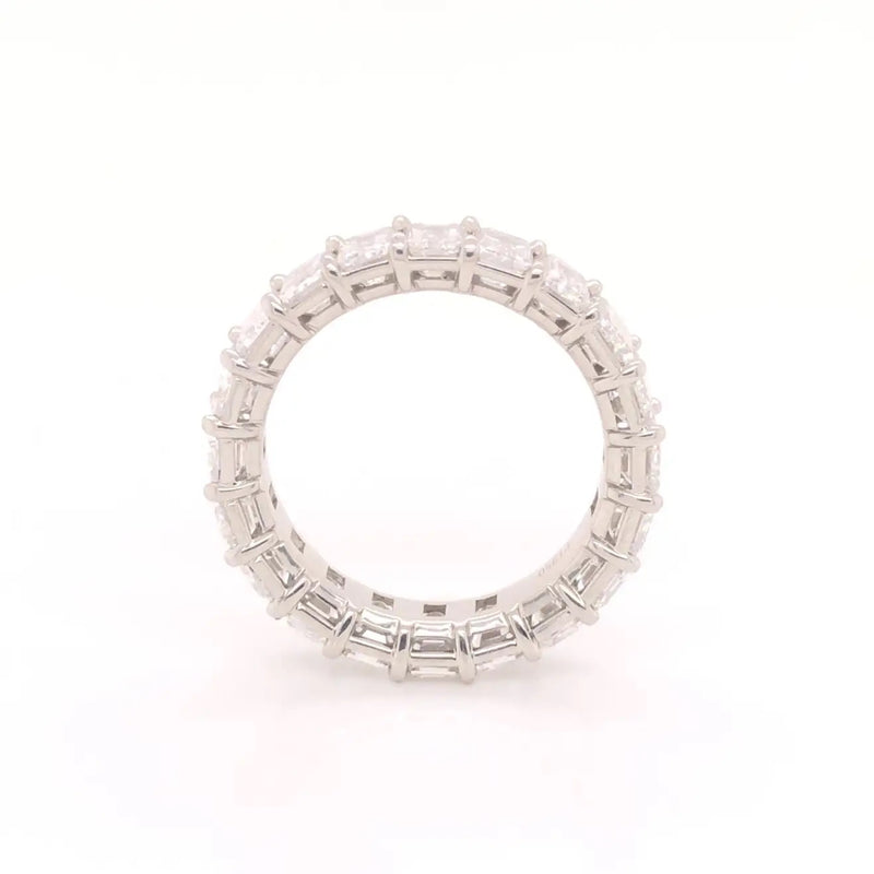 Platinum Diamond Emerald Cut Eternity Band 8.05 Ct